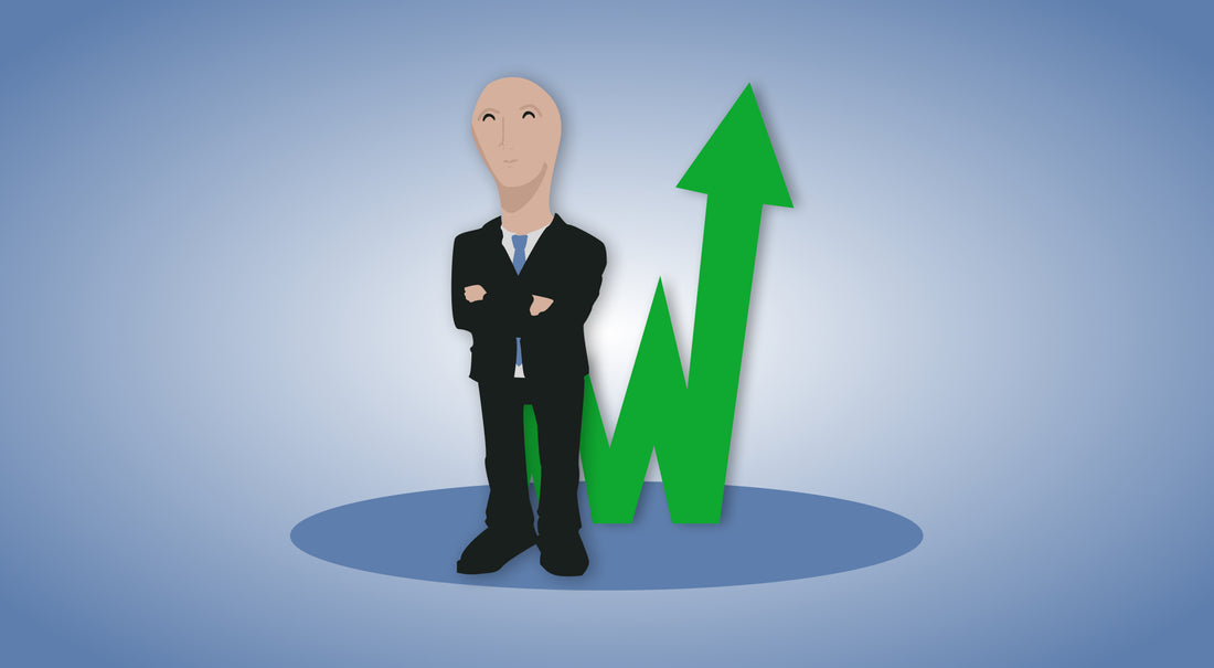 Stonks figure next to an arrow pointing upwards.